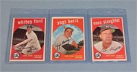 (3) 1959 Topps Yankees Hall of Famers Cards