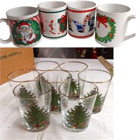 Christmas Tree Glasses and Holiday Mugs