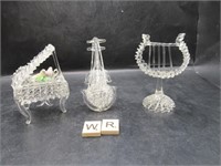 3 VINTAGE BLOWN GLASS MUSICAL ORNAMENTS