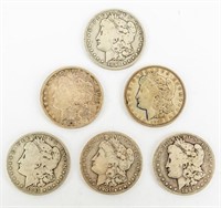 Coin 6 Morgan Silver Dollars-G-AU
