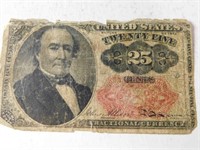 March 1863 25 Cent Fractional currency