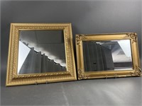 Two Mirrors in Gold Color Frames