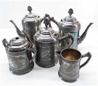 Antique Silver Plate Tea & Coffee Pot Sets
