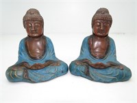 Pair of Oriental Cast Buddha Figurines