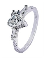 Sterling Silver 1.0ct Moissanite Diamond Ring