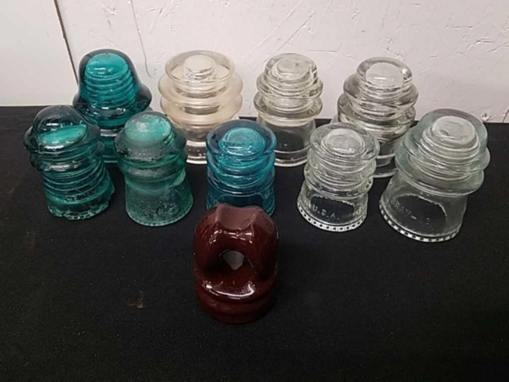 10 vintage telephone insulators