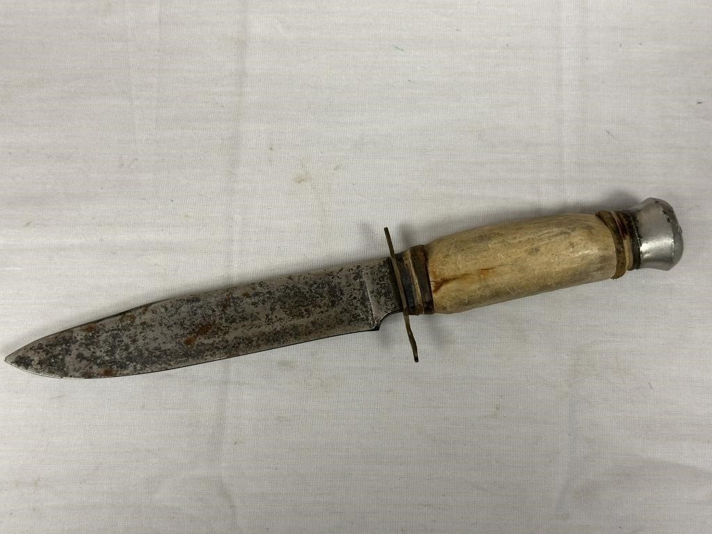 Old Bone Handled Hunting Fixed Blade Knife