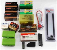 ASSORTED AMMUNITION AND FIREARM ACCESORY LOT