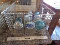 Vintage Basket of Glass Insulators