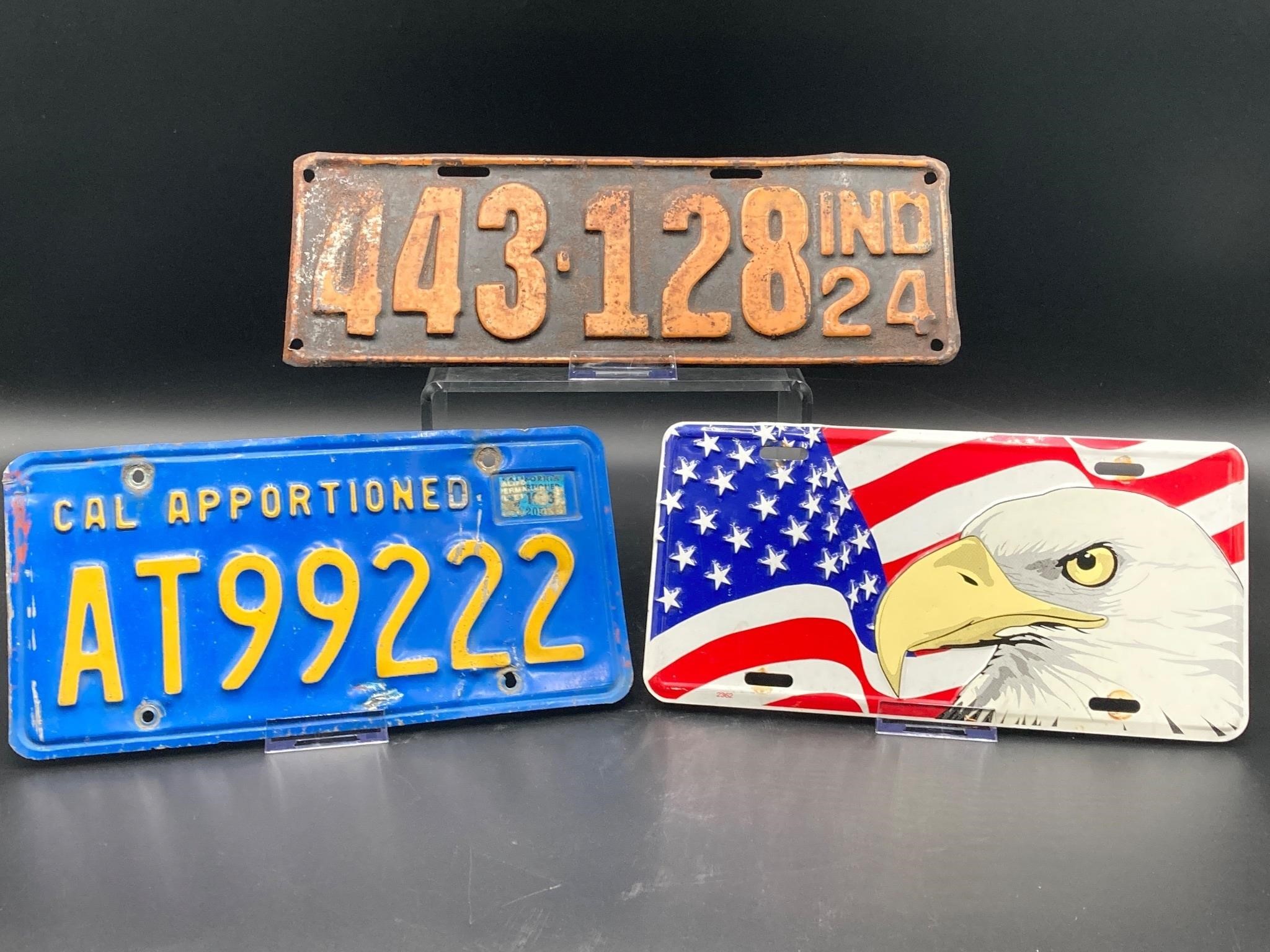 Antique Indiana & California License Plates