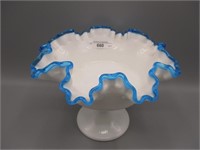 Fenton 6" blue crest compote