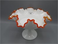 Fenton 6" orange crest compote