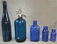Blue Glass Bottles Lot