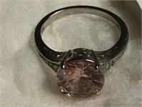 PINK CZ MORGANITE SYNTHETIC FILIGREE 925 RING SIZE