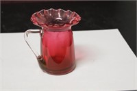 A Cranberry Glass Small Pitcher