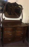 Antique 4 drawer dresser with vanity mirror