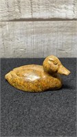 Small Carved Stone Duck Signed Dale Hanson 3" Long