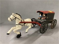 Cast Metal Horse and Carriage