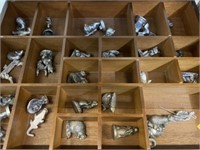 Miniature Pewter Figurines with Display Case