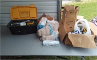 Tools in box, gloves, pool filter system, etc.