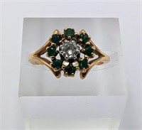 Diamond, Emerald 14k Gold Ring