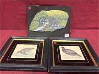 3 Art Pieces; Slate Rock Painting, Raccoons 10 x