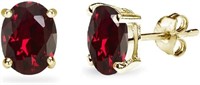 Gold-pl. Oval .80ct Ruby Solitaire Stud Earrings