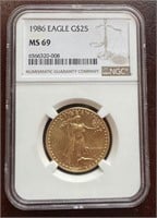 1986 Gold Eagle G$25 MS69 1/2 Oz NGC