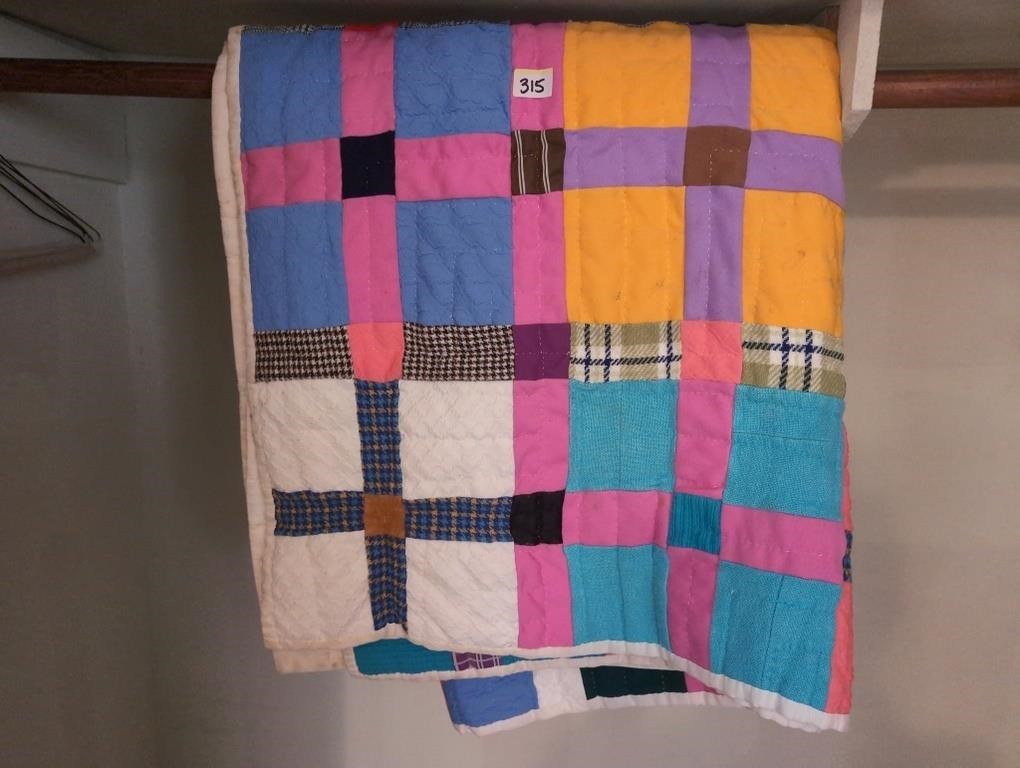 Hand stitched block quilt