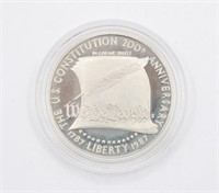 1987 Silver US Constitution Quill Scroll Dollar