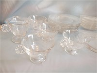 VERY NICE ETCHED GLASS DINING SET 9 BIGGER