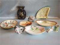 9 JAPANESE ART PEICES/TRAYS AND A TAIWAN BUNNY