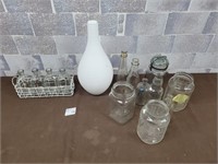 Antique jars, Nabob jar, blown glass vase, etc