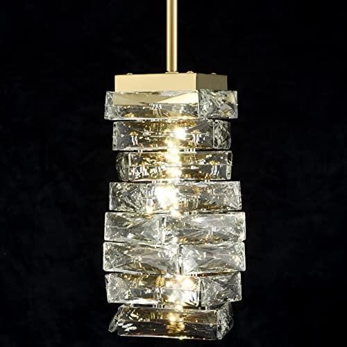 JEENKAE Modern Crystal Pendant Light Gold Pendant