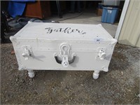 Painted White Storage Trunk on Legs