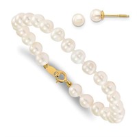 14K Madi K 4-5mm Pearl Bracelet and Earring Set