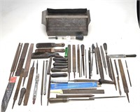 Vintage file lot with tool box