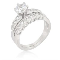 Round Cut 2.00ct White Topaz Graduated Ring Set