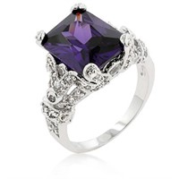 Radiant 6.50ct Amethyst & White Topaz Vintage Ring