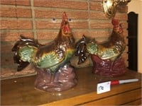 (2) Glazed Ceramic Roosters (10" T)