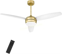 YOUKAIN 52-Inch Gold Ceiling Fan with Light