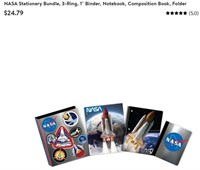 NASA Stationery Bundle, 3-Ring, 1" Binder, Notebor