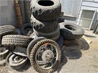 Lot of twenty four (24) tires and misc wheels.
