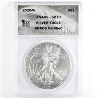 2020-W Burnished Silver Eagle ANACS SP70