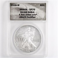 2008-W Burnished Silver Eagle ANACS SP70