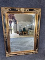 BLACK AND GOLD LARGE BEVELED MIRROR