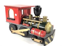Hand Made Painted Wood Christmas Train Engine
