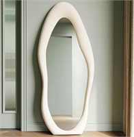 Modern Wavy Full Length Mirror in White