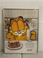 1998 Garfield Got Milk? Framed Poster 23"x30”