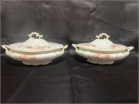 Two Antique Homer Laughlin Colonial Lidded Dish